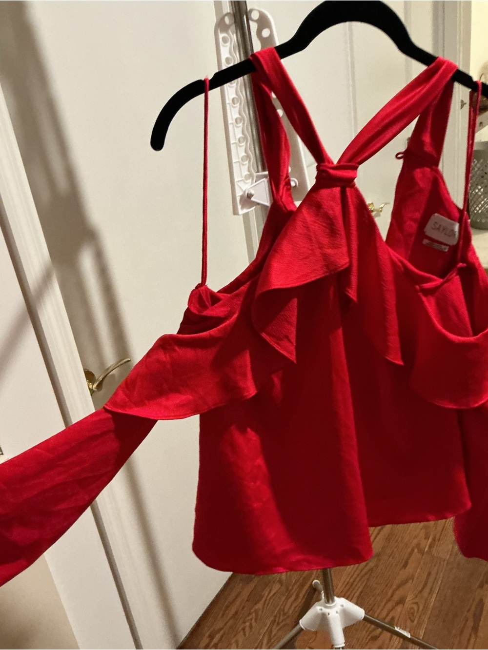 SAYLOR Red Ruffle Halter Camisole - Picture 2 of 3